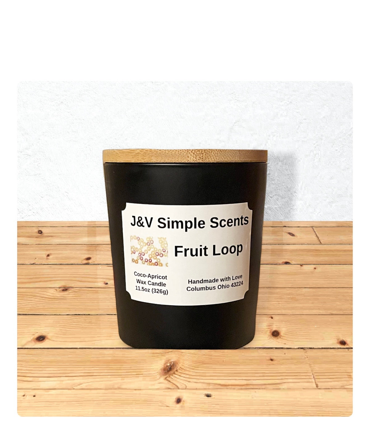 Large 14.5oz BlackJar Candle scented with Fruit Loop Oil